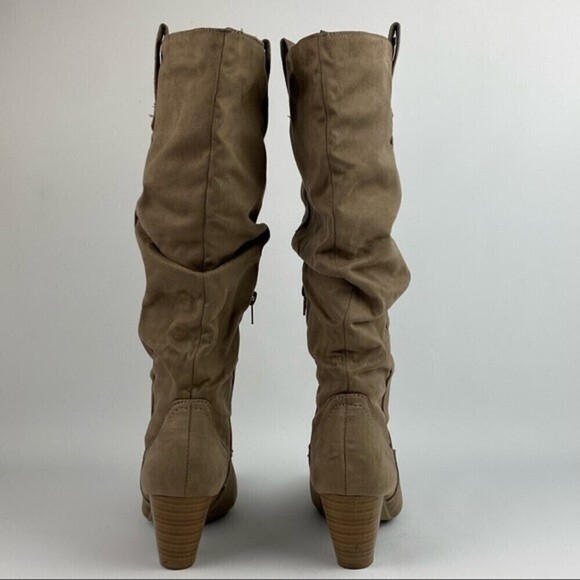 Call It Spring Heeled Boots Womens Size 7 Tan Zipper Long Boots - Picture 6 of 11